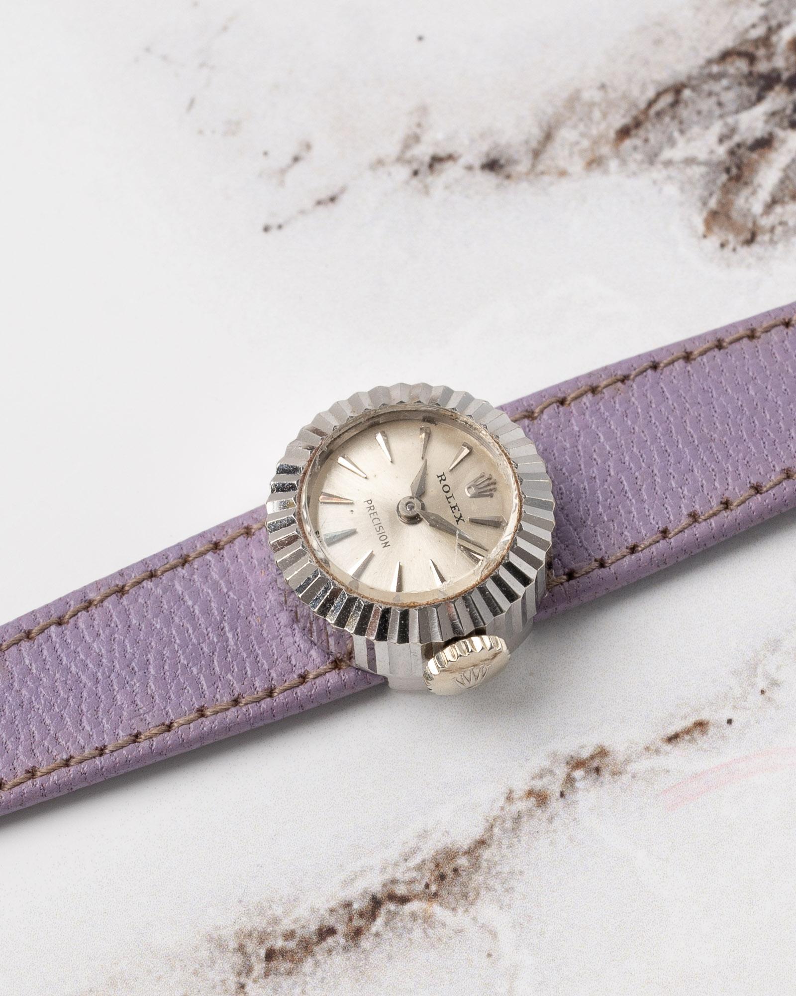 Rolex Chameleon 8788 Präzision 18k WG geriffelte Lünette 1962 im Angebot 4