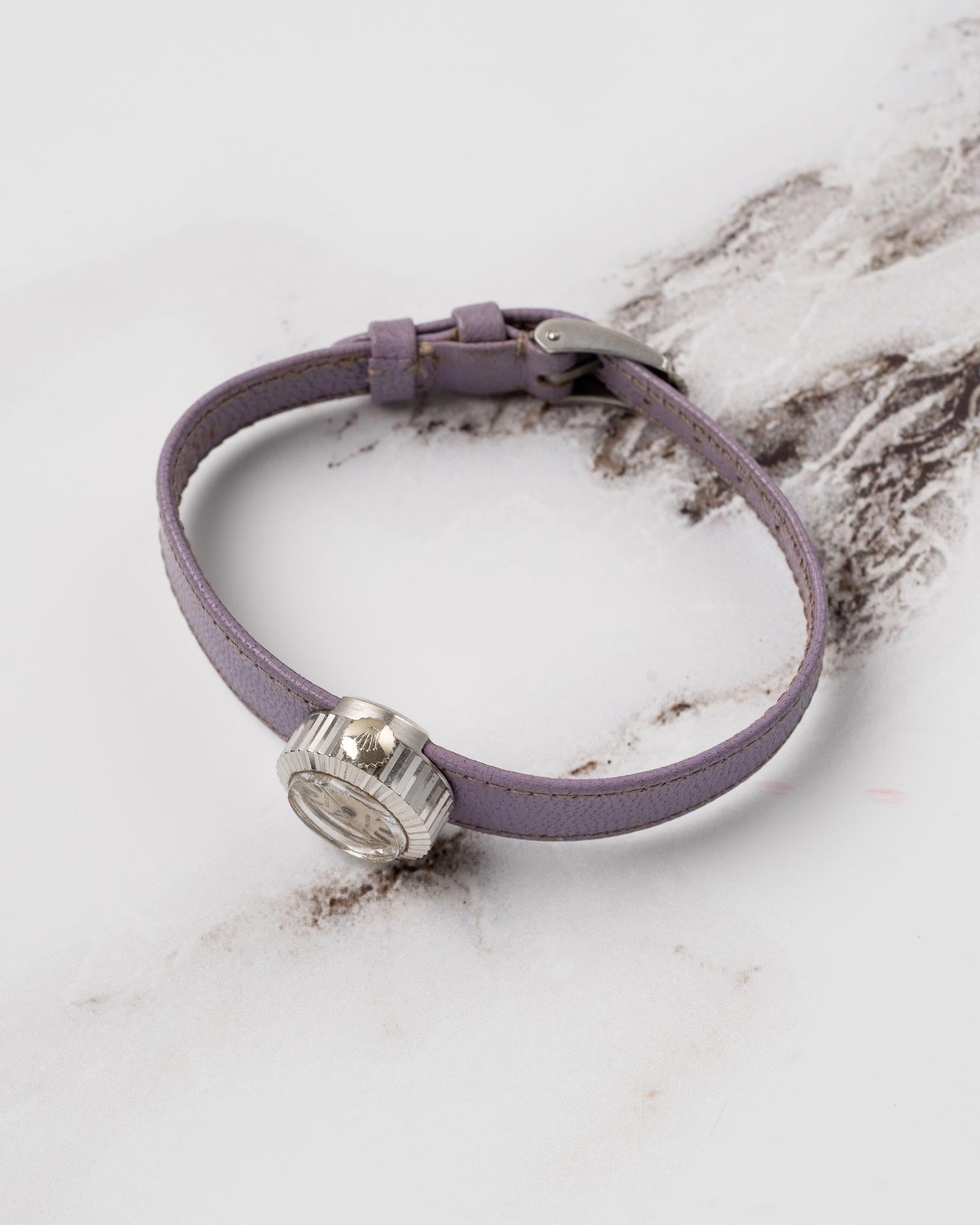 Rolex Chameleon 8788 Präzision 18k WG geriffelte Lünette 1962 im Angebot 1