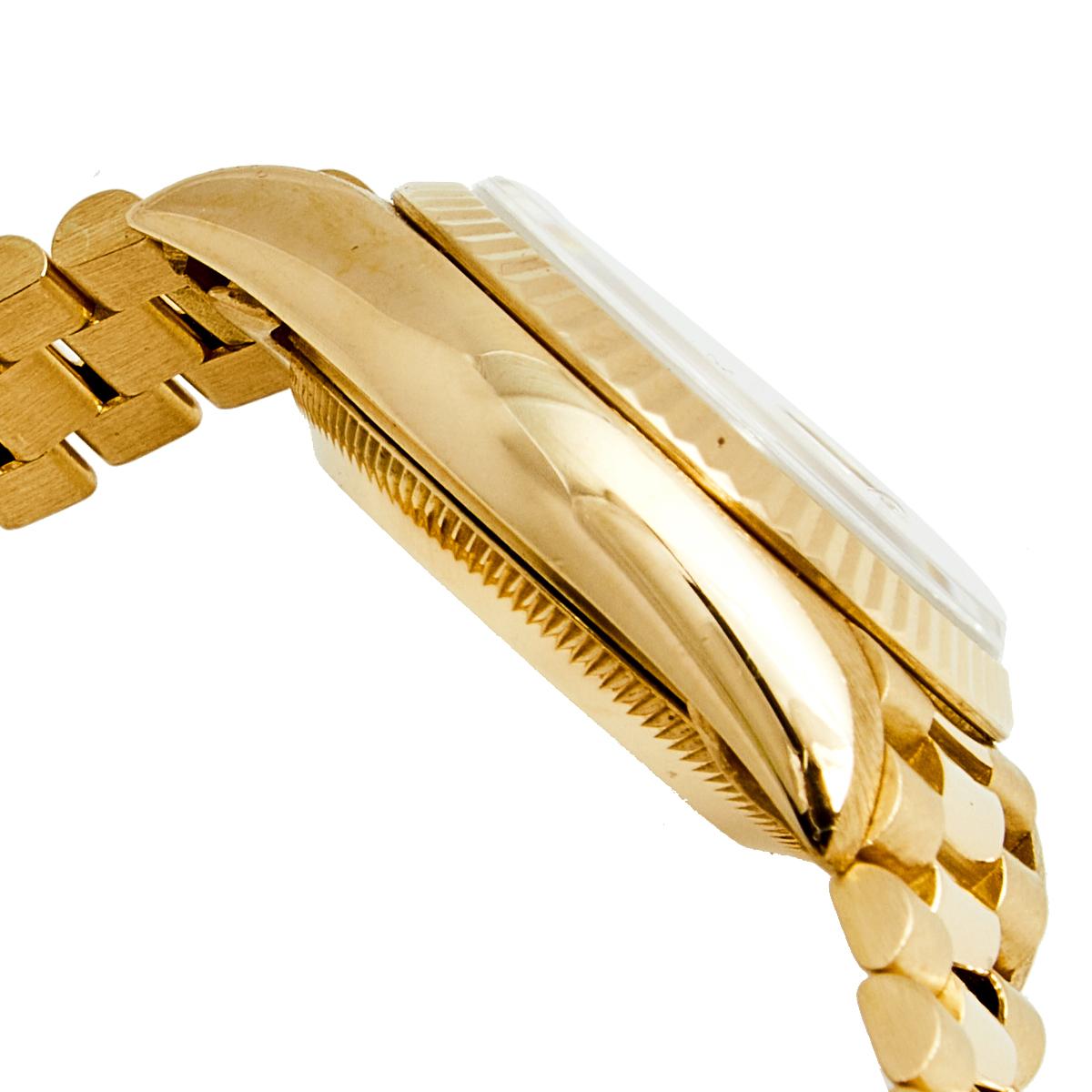 Contemporary Rolex Champagne 18K Gold Diamond President Datejust Women's Wristwatch 26MM