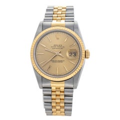Rolex Champagne 18K Stainless Steel Datejust Automatic Unisex Wristwatch 36 mm