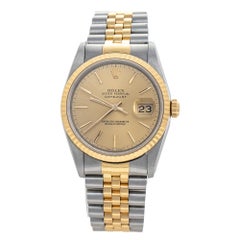 Rolex Champagne 18K Stainless Steel Datejust Automatic Unisex Wristwatch 36 mm