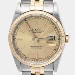 Rolex Champagne Oro giallo 18k e acciaio Datejust Orologio da polso da uomo 36 mm