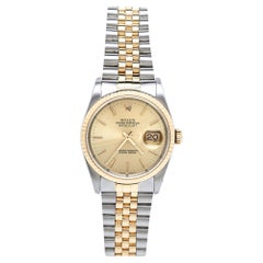 Rolex Champagne 18k Yellow Gold And Stainless Datejust Men's Wristwatch 36 mm