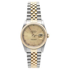Rolex Champagne 18k Yellow Gold And Stainless Datejust Men's Wristwatch 36 mm
