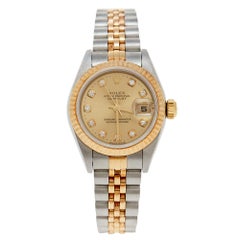 Rolex Champagne 18K Yellow Gold and Stainless Steel Diamonds Datejust 79173 Wome