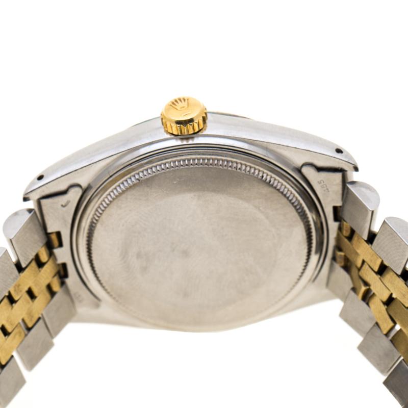 Contemporary Rolex Champagne 18K Yellow Gold Datejust 16013 Men's Wristwatch  35 mm