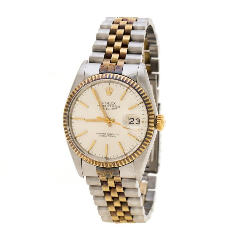 Rolex Champagne 18K Yellow Gold Datejust 16013 Men's Wristwatch  35 mm