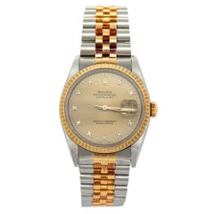 Rolex Champagne 18K Yellow Gold Diamond Datejust 16233 Men's Wristwatch 36 mm