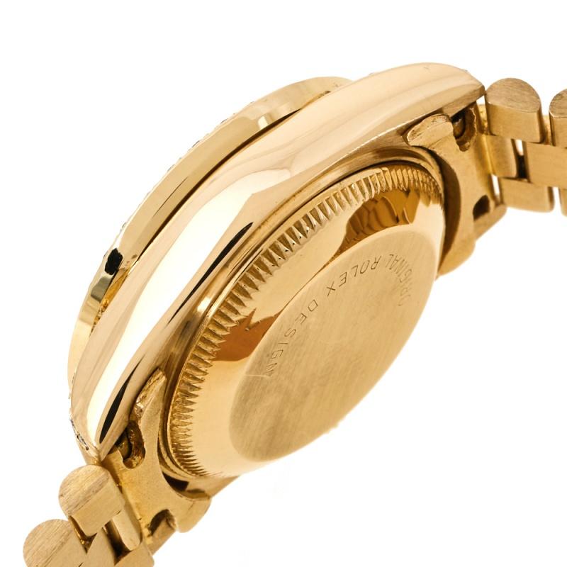 Rolex Champagne 18K Yellow Gold Diamond Datejust 69158 Women's Watch 5
