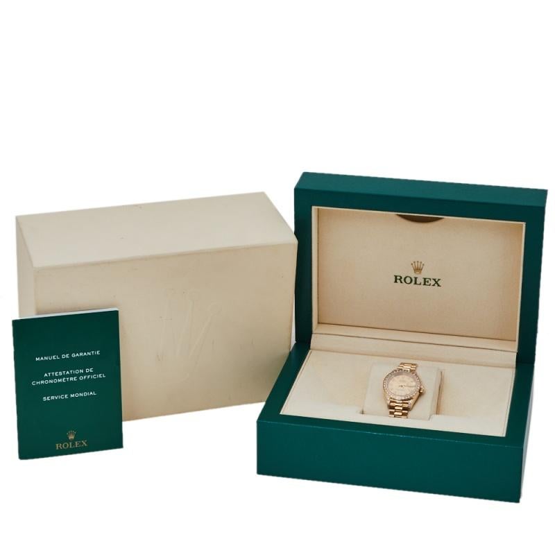 Rolex Champagne 18K Yellow Gold Diamond Datejust 69158 Women's Watch 6
