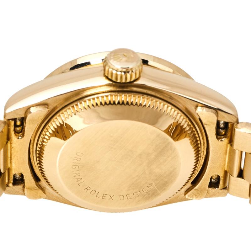 Contemporary Rolex Champagne 18K Yellow Gold Diamond Datejust 69158 Women's Watch