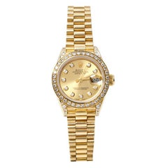 Rolex Champagne 18K Yellow Gold Diamond Datejust 69158 Women's Watch 26 mm