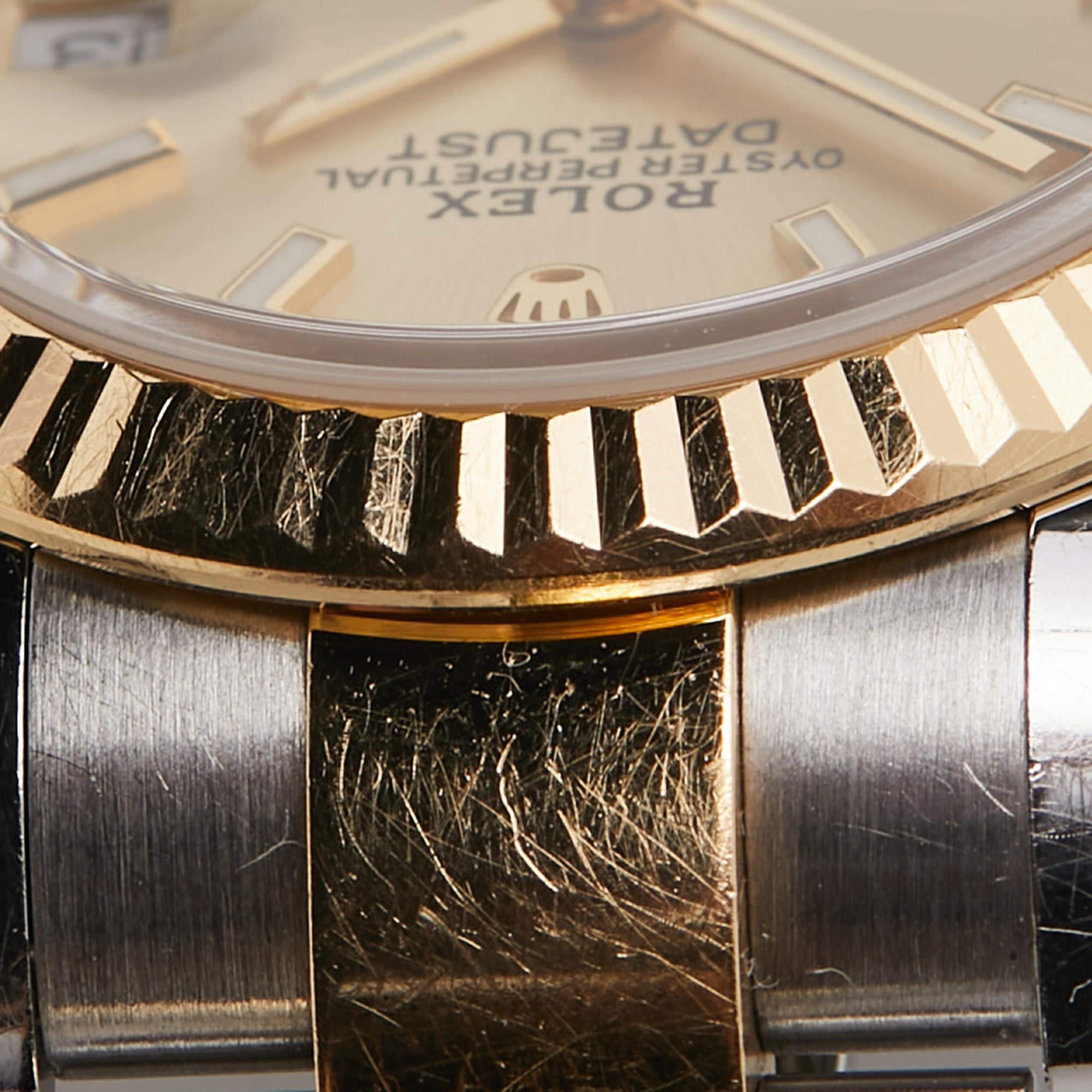 Rolex Champagne 18K Yellow Gold Oystersteel Datejust M279173-0002 Women's Wristw 15