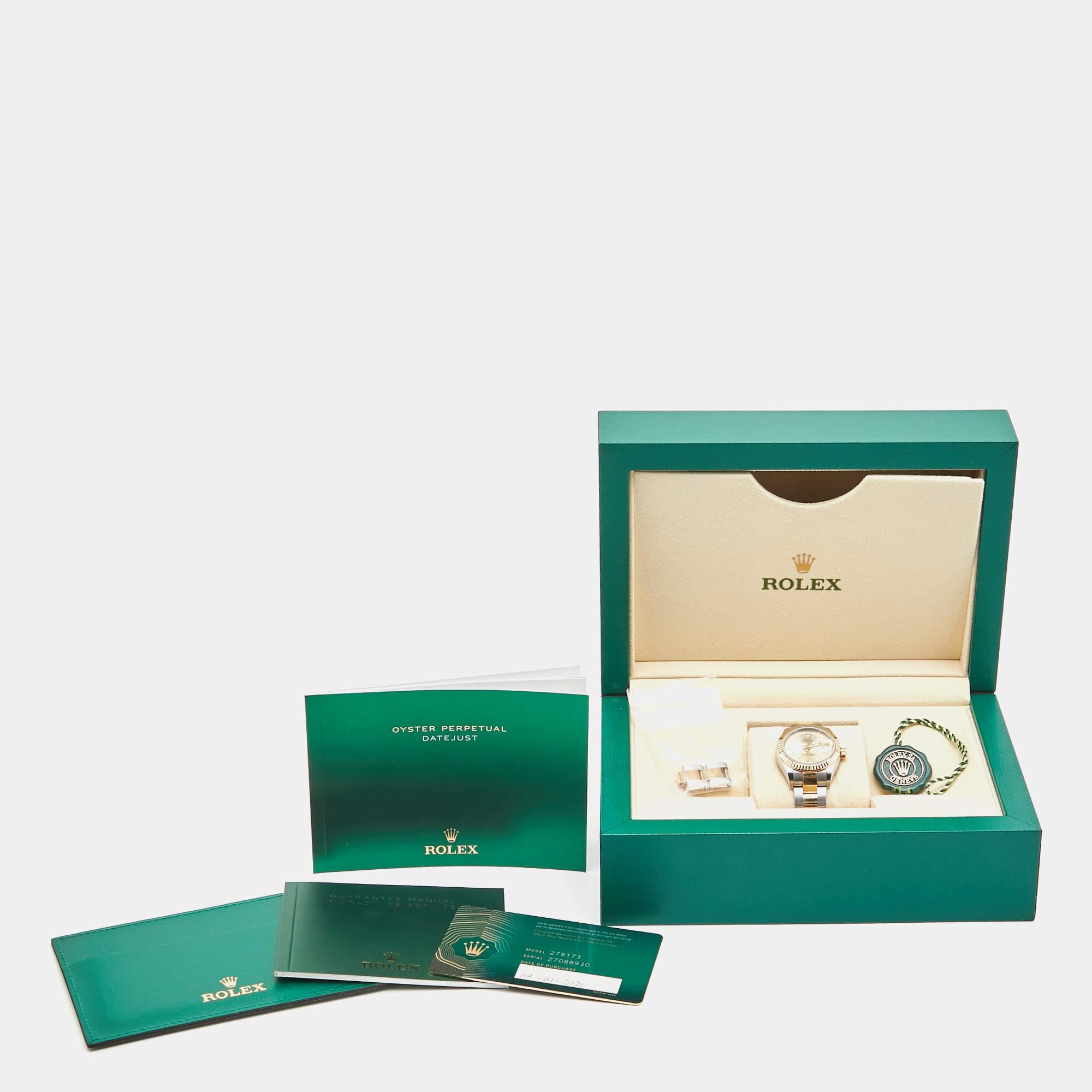 Rolex Champagne 18K Yellow Gold Oystersteel Datejust M279173-0002 Women's Wristw 16