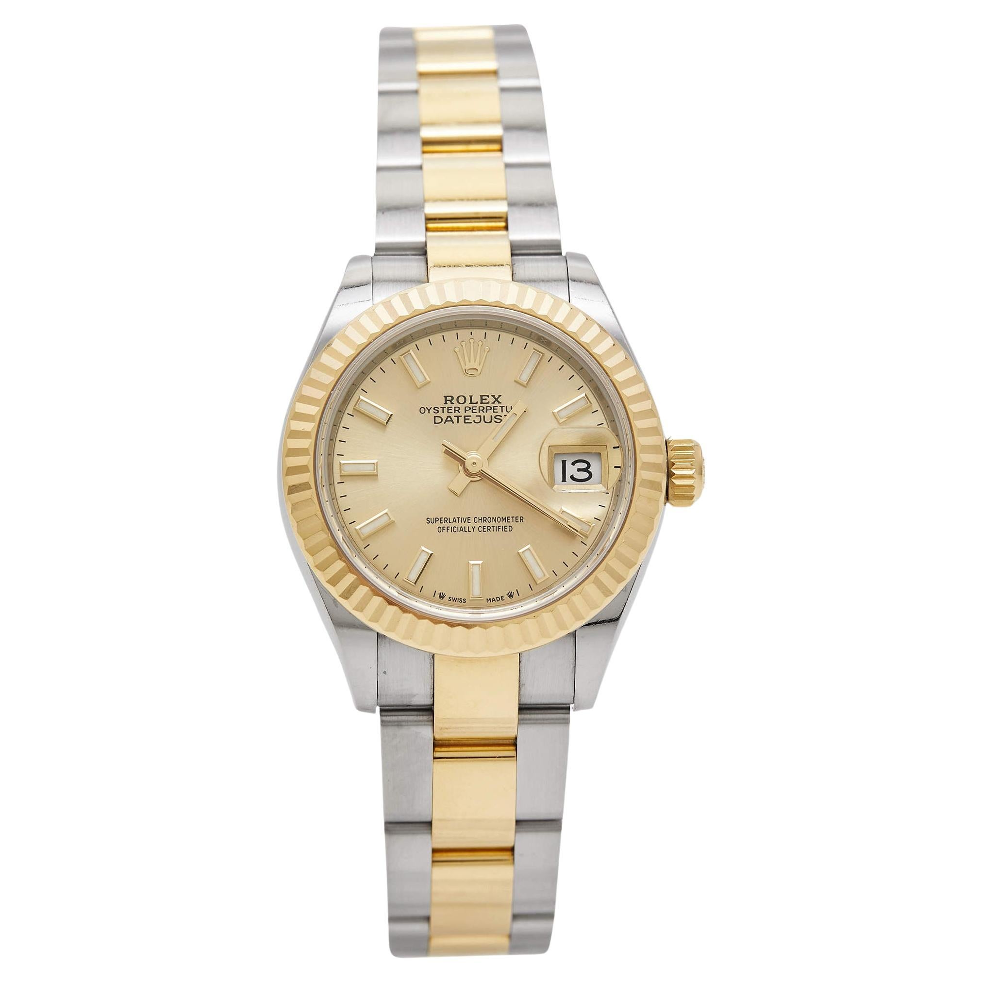 Rolex Champagne 18K Yellow Gold Oystersteel Datejust M279173-0002 Women's Wristw