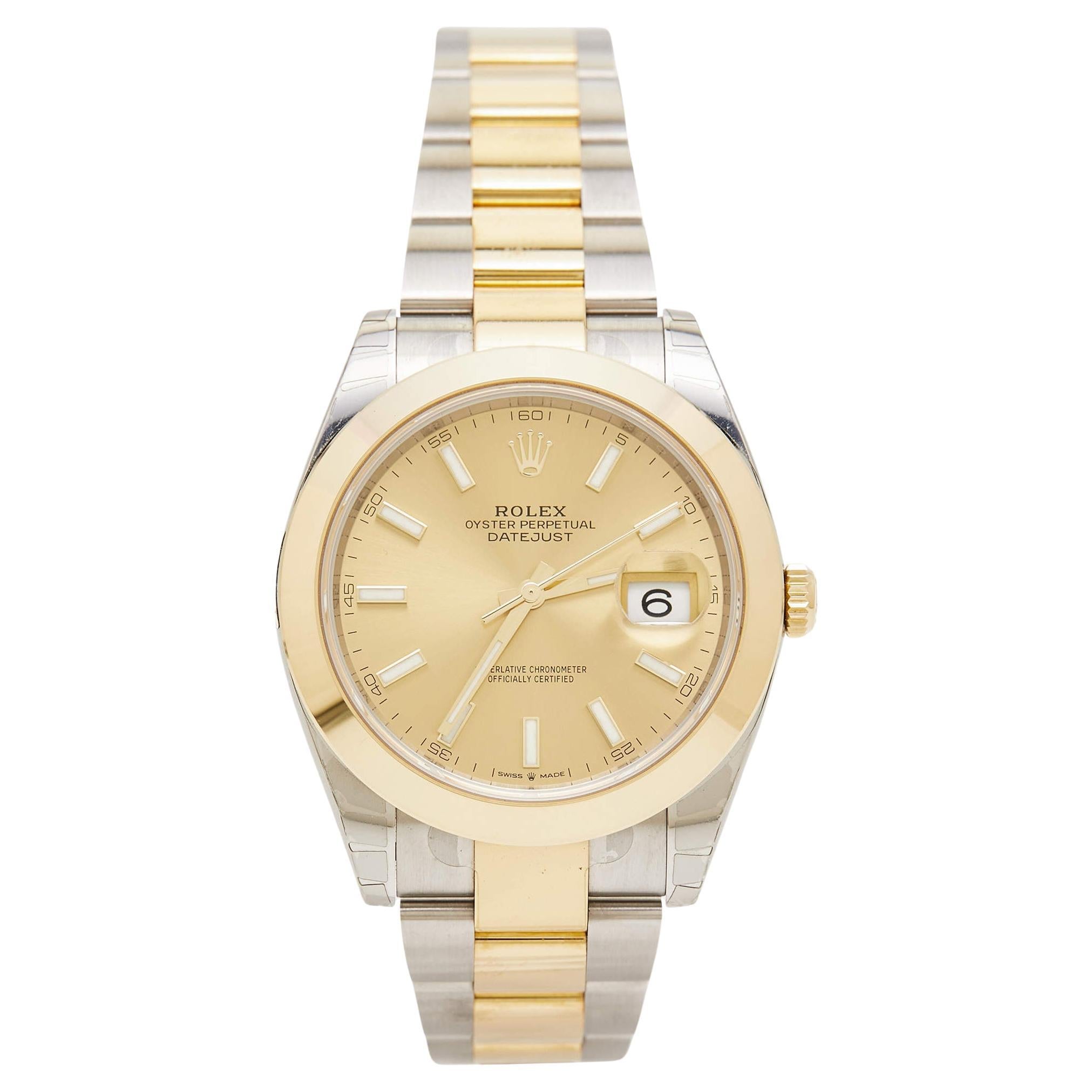 Rolex Champagner 18K Gelbgold Oystersteel Datejust Herrenarmbanduhr 41 mm