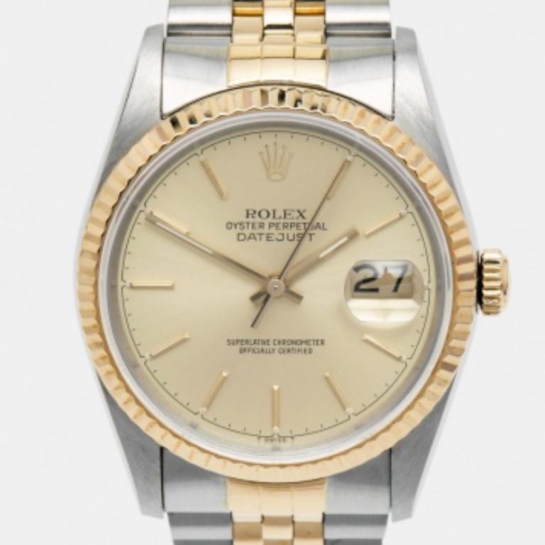 Reloj de pulsera para hombre Rolex Datejust 16233 de acero y oro amarillo de 18 quilates 36 mm en venta 2