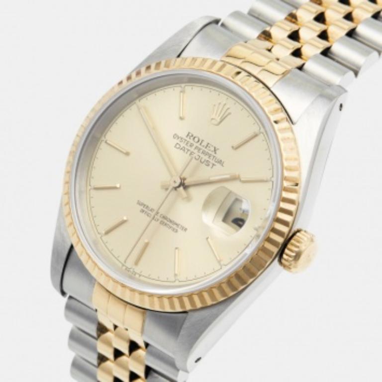 Reloj de pulsera para hombre Rolex Datejust 16233 de acero y oro amarillo de 18 quilates 36 mm en venta 3