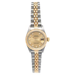 Rolex Champagne 18K Yellow Stainless Steel Diamond Datejust 69173 Women's Wristw