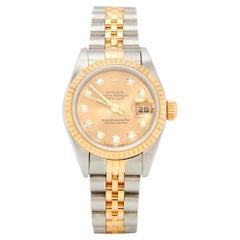 Rolex Champagne Diamond 18k And  Datejust 69173 Women's Wristwatch 26 mm