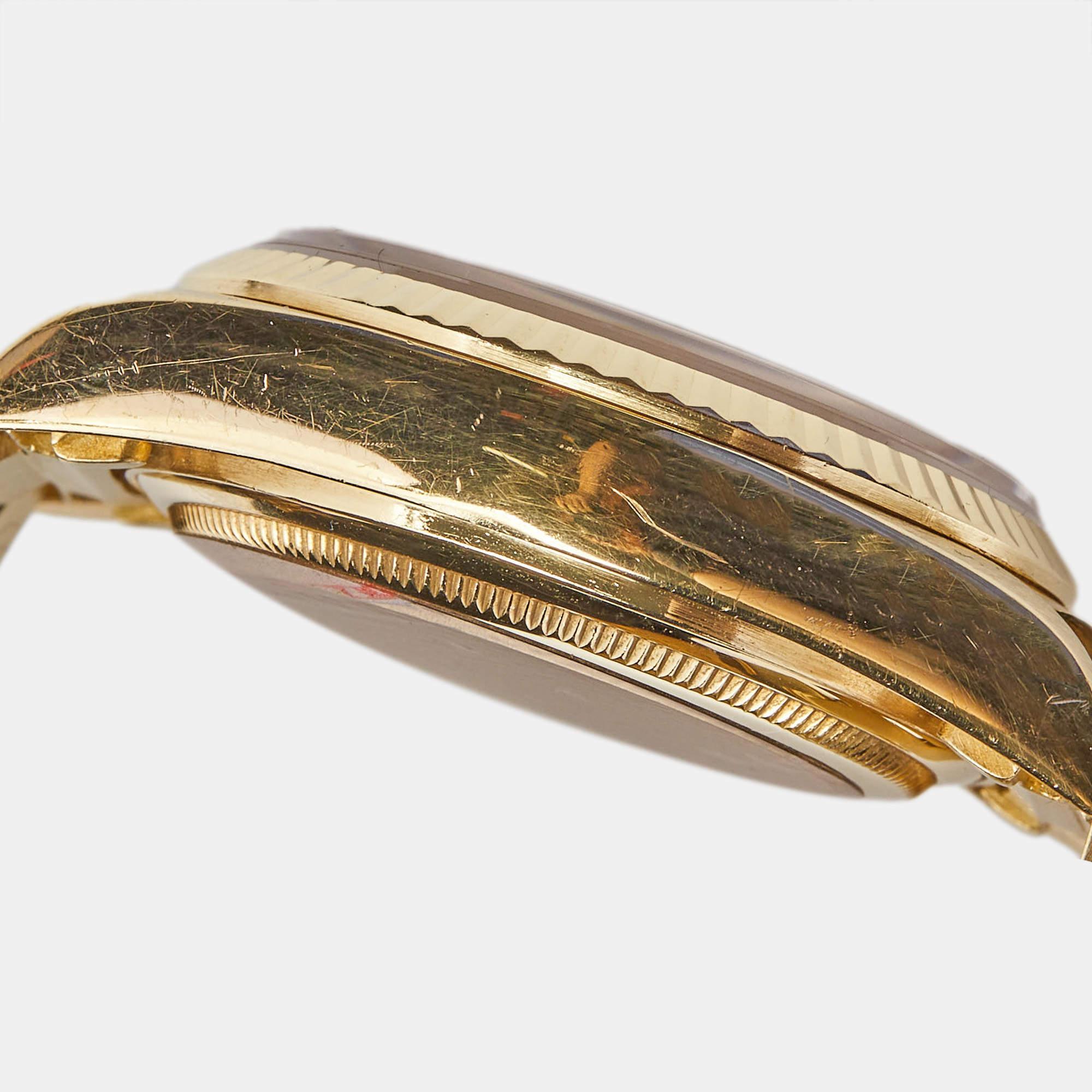 Women's Rolex Champagne Diamond 18K Yellow  Day-Date President 18038 Wristwatch 36 mm