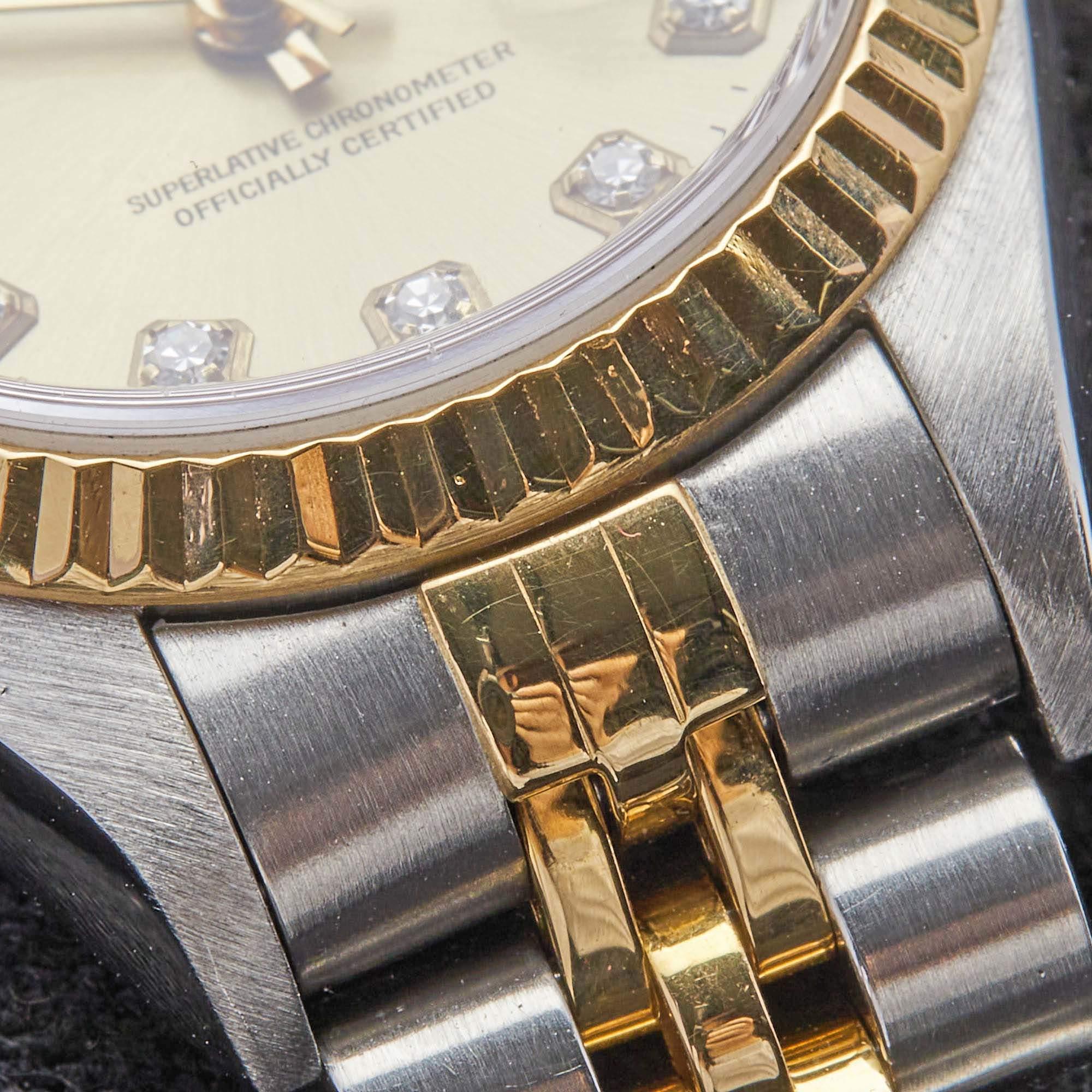 Rolex Montre Datejust 79173 en or jaune 18 carats et acier inoxydable avec diamants champagne pour femmes  5
