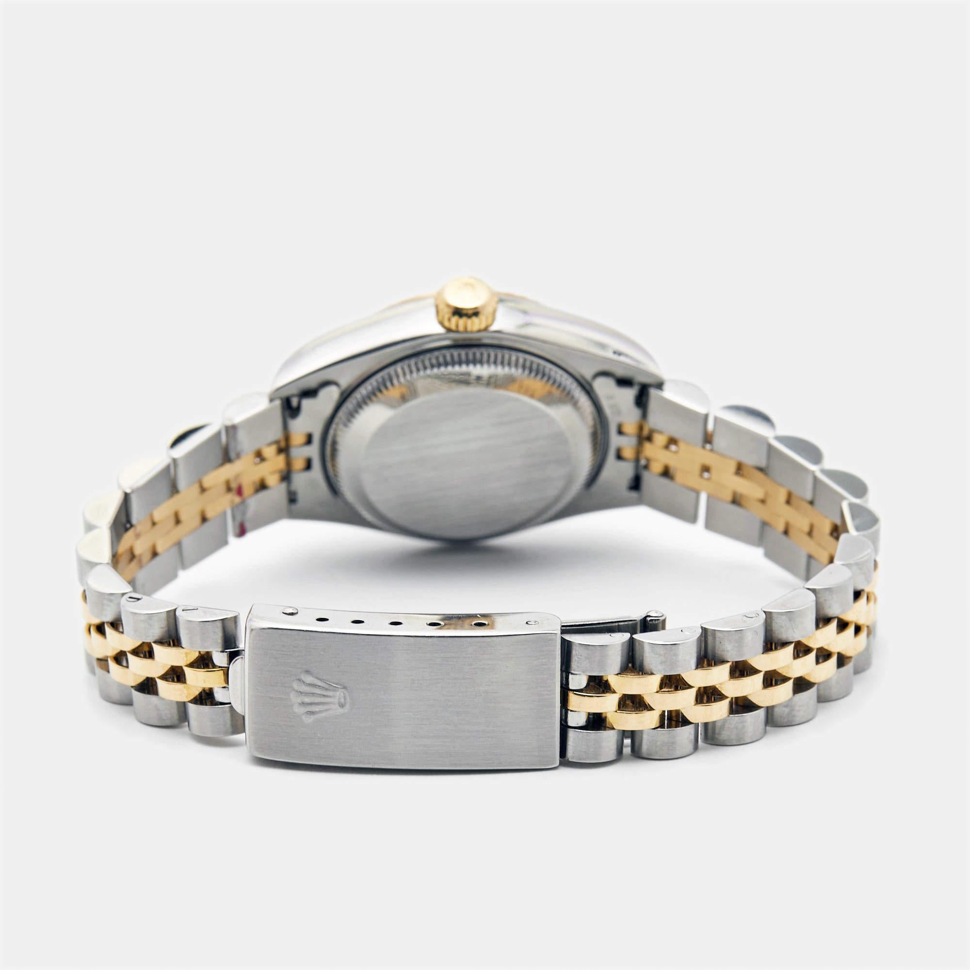 Non taillé Rolex Montre Datejust 79173 en or jaune 18 carats et acier inoxydable avec diamants champagne pour femmes 