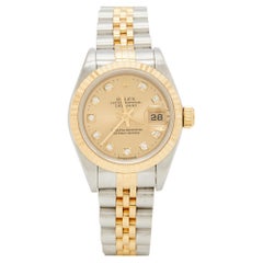 Rolex Champagne Diamonds 18K And Datejust 69173 Women's Wristwatch 26 mm
