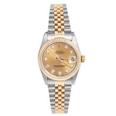 Rolex Champagne Diamonds 18K Stainless Steel Datejust Women's Wristwatch 30 MM