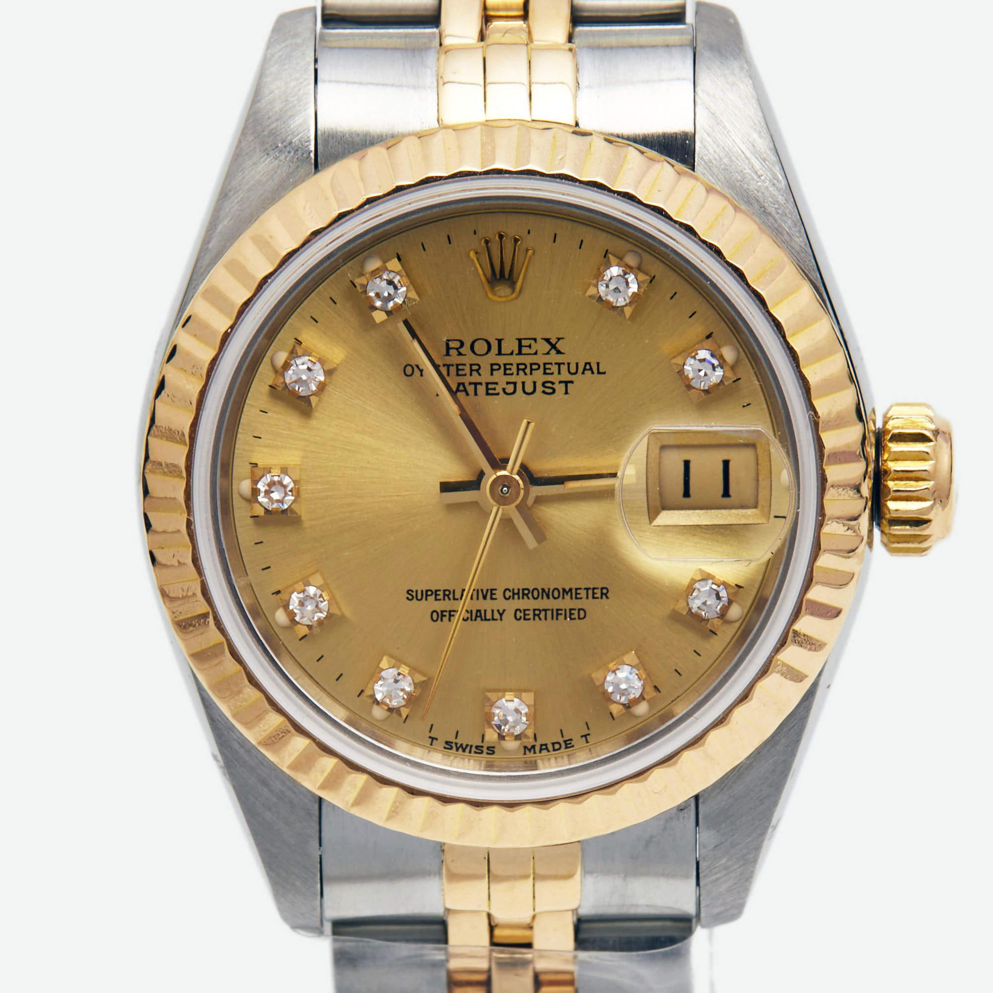 The Datejust is one of the most recognized and coveted watches from the house of Rolex. It has a distinct look and an irrefutable appeal. Crafted beautifully, this authentic Rolex Datejust 69173 wristwatch in 18k yellow gold & stainless steel has