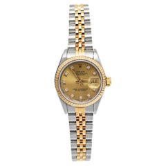 Rolex Champagne Diamonds 18K Yellow Gold And  69173 Women's Wristwatch 26 mm