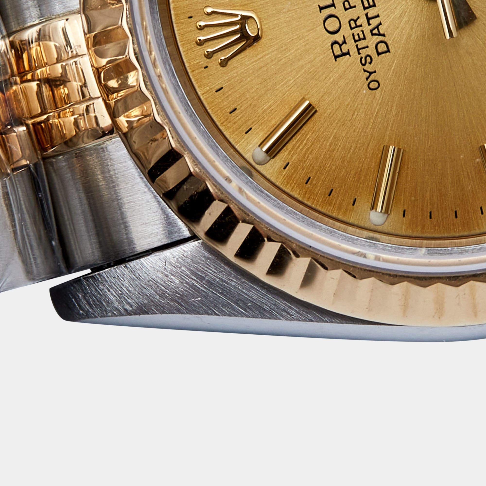 Rolex Champagne Diamonds 18K Yellow Gold And Women's Wristwatch 26 mm 2