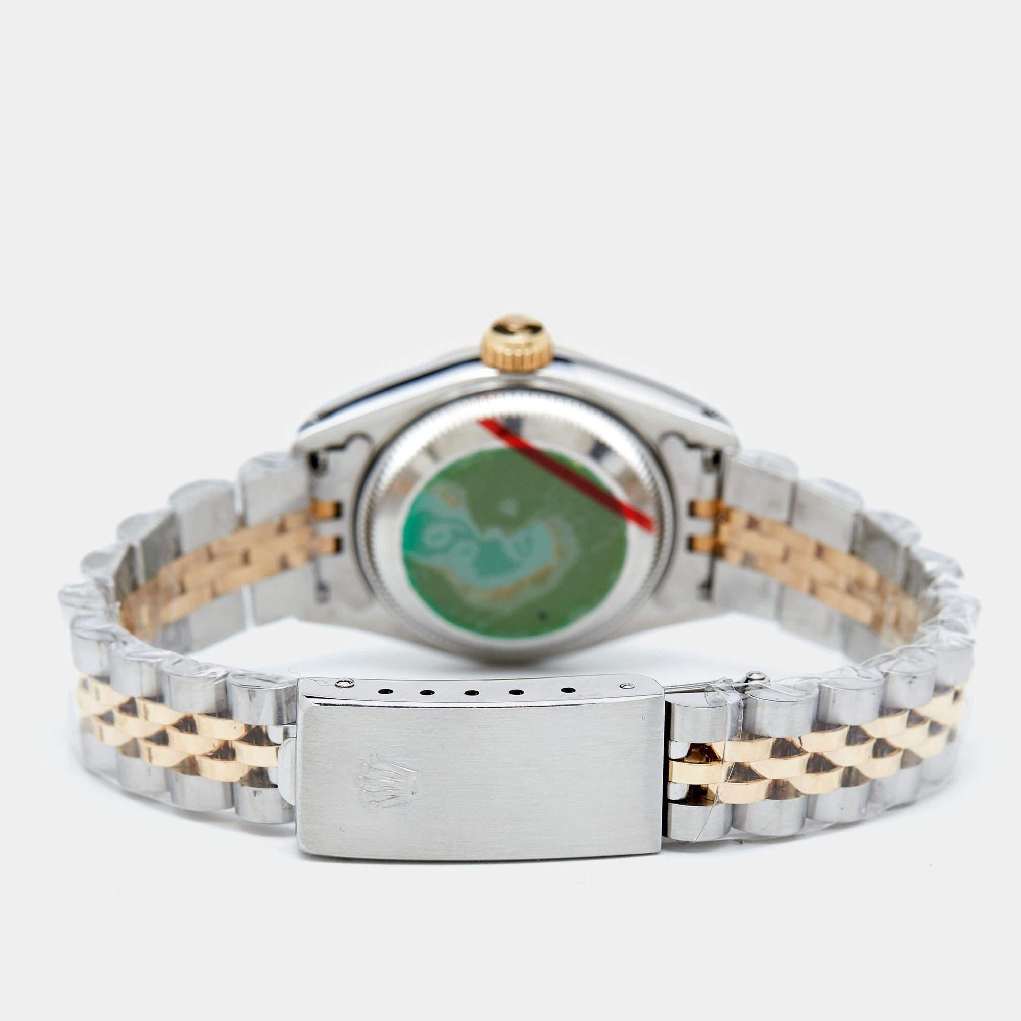 Rolex Champagne Diamonds 18K Yellow Gold Datejust 69173 Women's Wristwatch 26 mm In Good Condition In Dubai, Al Qouz 2
