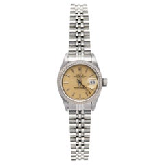 Rolex Champagne Stainless Steel Datejust 69174 Women's Wristwatch 26 mm