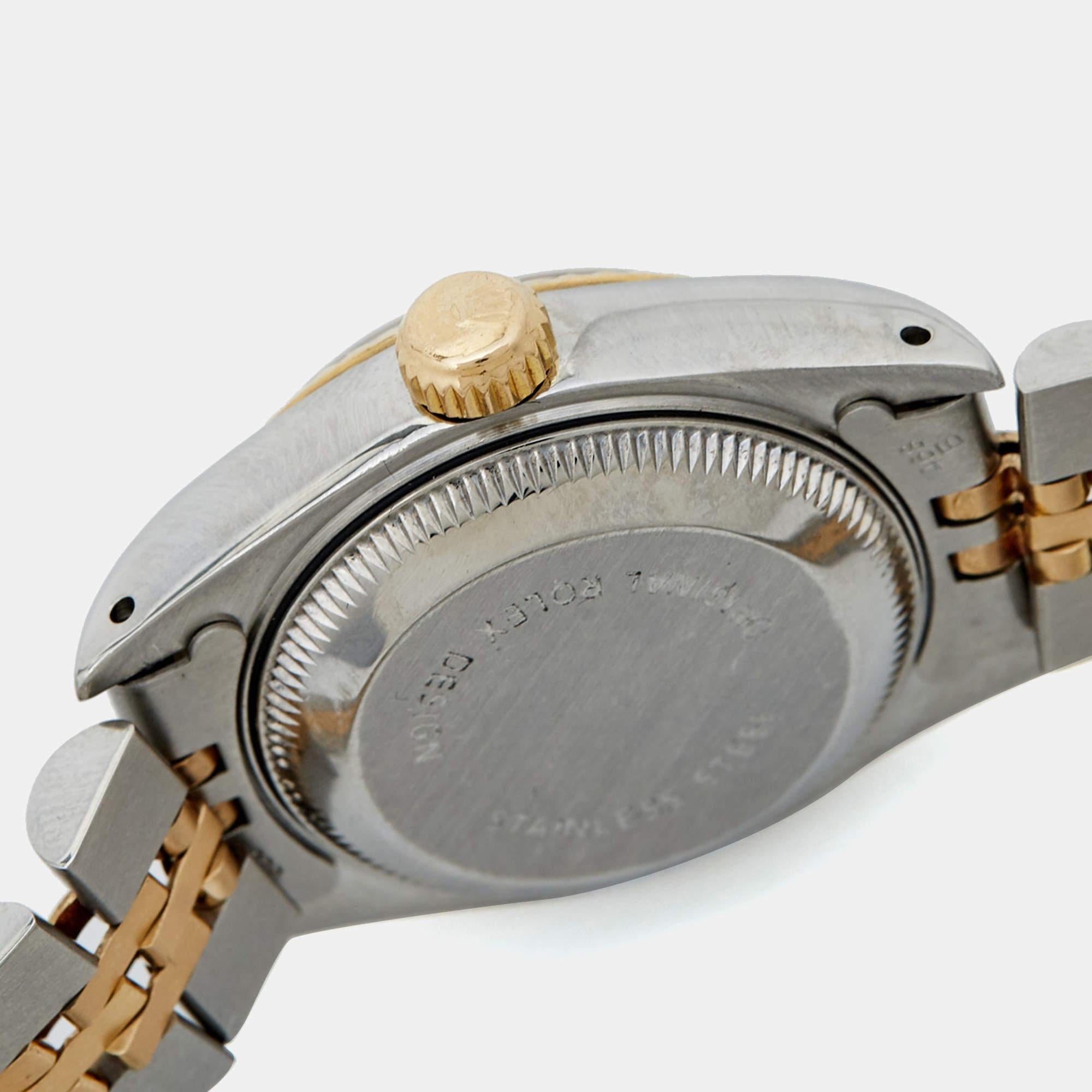 Rolex Champgne 18k Yellow Gold Stainless Steel Datejust 69173 Wristwatch 26 mm 1