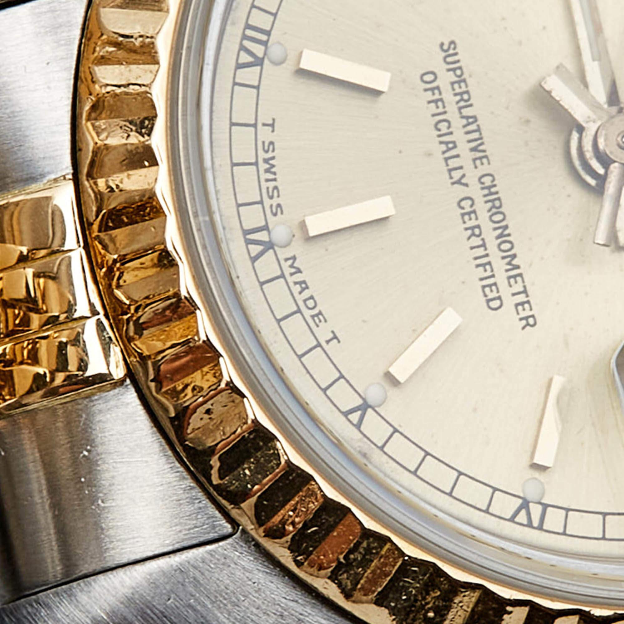 Rolex Champgne 18k Yellow Gold Stainless Steel Datejust 69173 Wristwatch 26 mm 3
