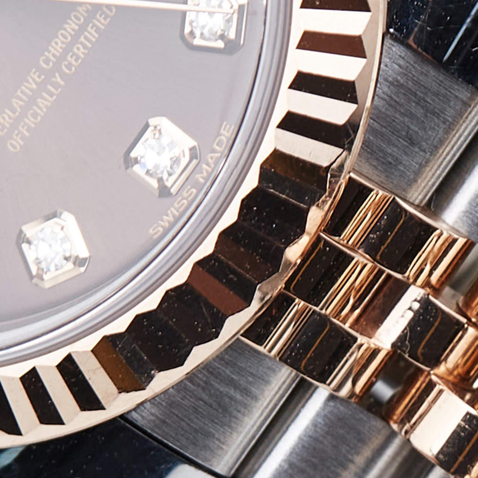 Uncut Rolex Chocolate 18K Everose Gold Oystersteel Diamond Lady-Datejust M279171-0011  For Sale