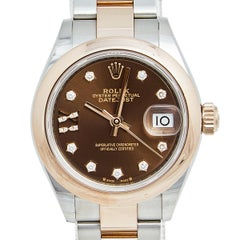 Rolex Rolex: Datejust Damenarmbanduhr, Schokolade 18 Karat Everose Gold Stahl Diamant 28 mm
