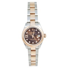 Rolex Chocolate 18K Everose Gold Steel Diamond Datejust Women's Wristwatch 28 mm