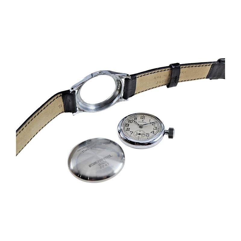 Rolex Chromium Marconi Hermetic Manual Wind Watch, circa 1930s For Sale 3