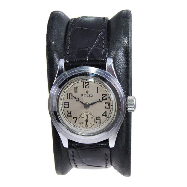 Art Deco Rolex Chromium Marconi Hermetic Manual Wind Watch, circa 1930s For Sale