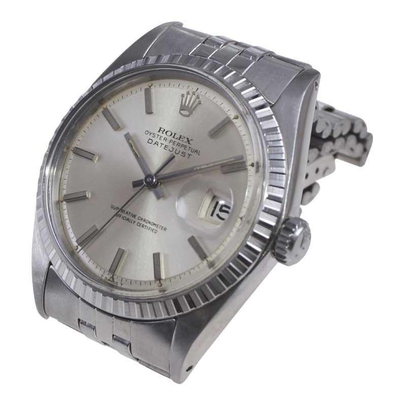 Rolex Classic Steel Datejust with Original Dial and Machined Bezel For Sale 1