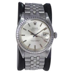 Vintage Rolex Classic Steel Datejust with Original Dial and Machined Bezel