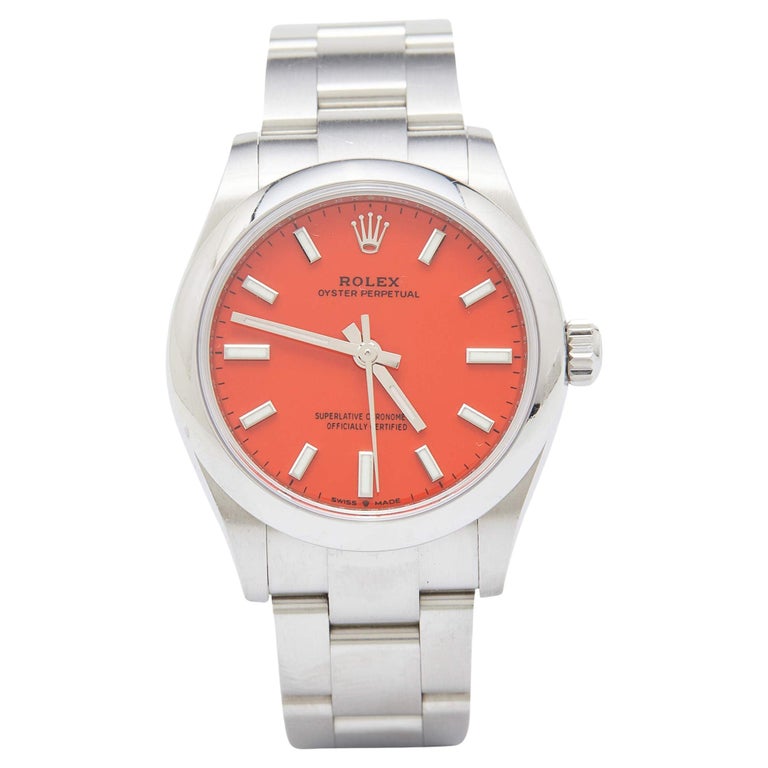 Rolex Coral Red Oystersteel Oyster Perpetual 277200 Women's Wristwatch