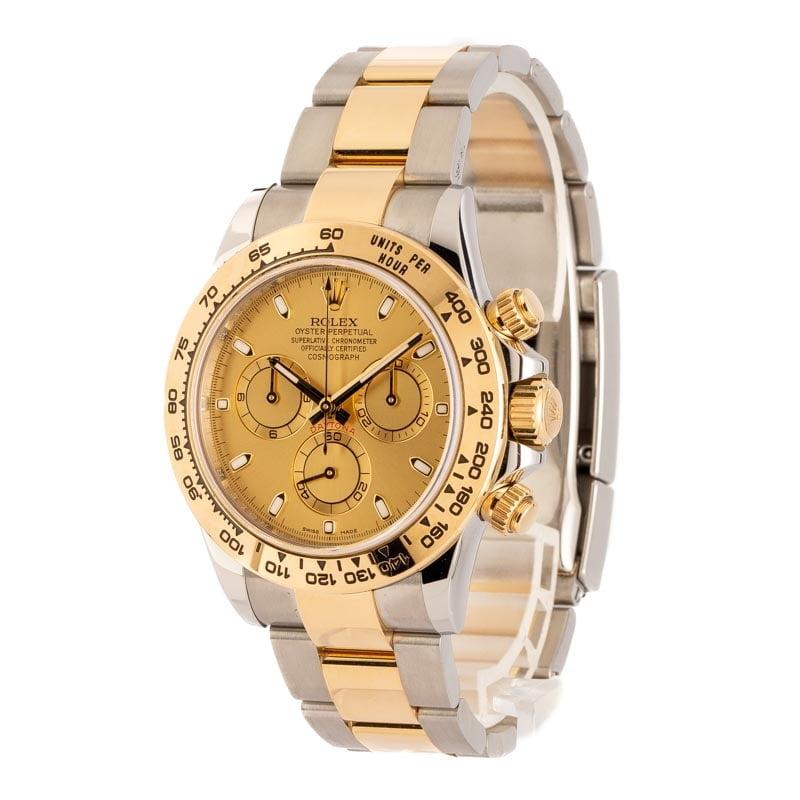 Rolex Daytona 116503 Two Tone Oyster
When it comes to chronograph timepieces, it doesn't get much better than the Rolex Daytona.  Sleek and cool, this mighty sports watch is highly sought after by professional Daytona and NASCAR drivers,