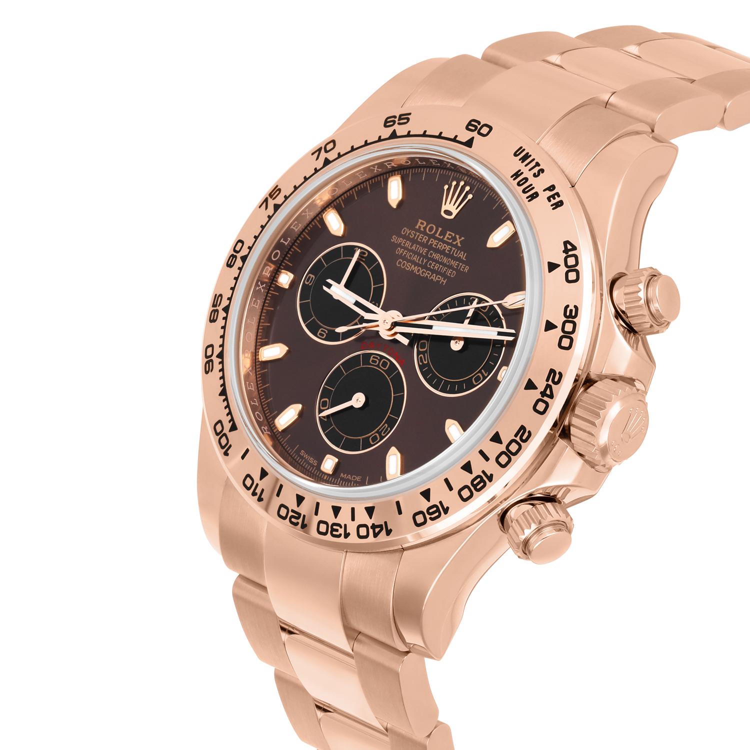 Modern Rolex Cosmograph Daytona 116505 18K Rose Gold Watch Chocolate Dial UNWORN 2022 For Sale