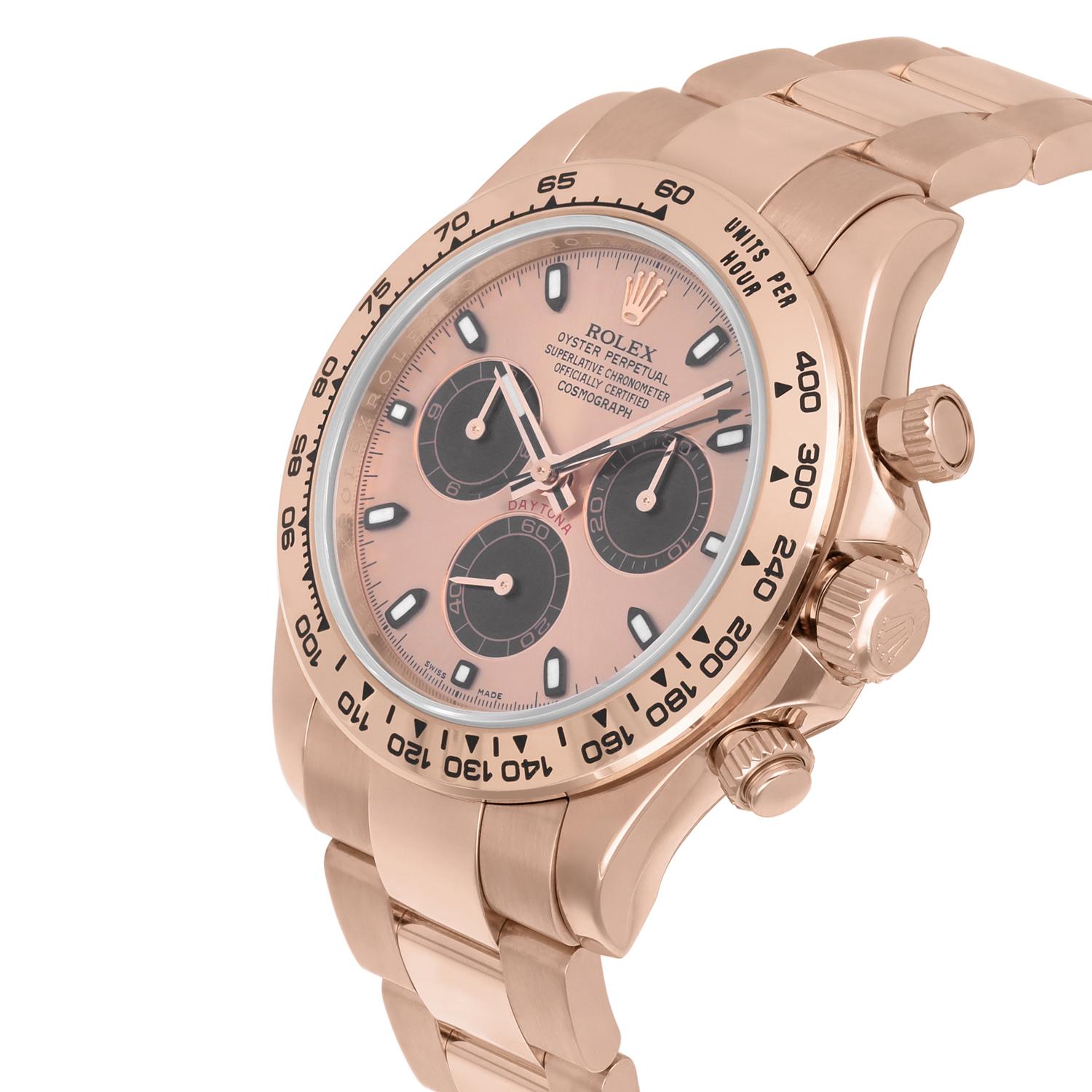 Men's Rolex Cosmograph Daytona 116505 Pink/Black Dial 18K Rose Gold Complete 2011 For Sale