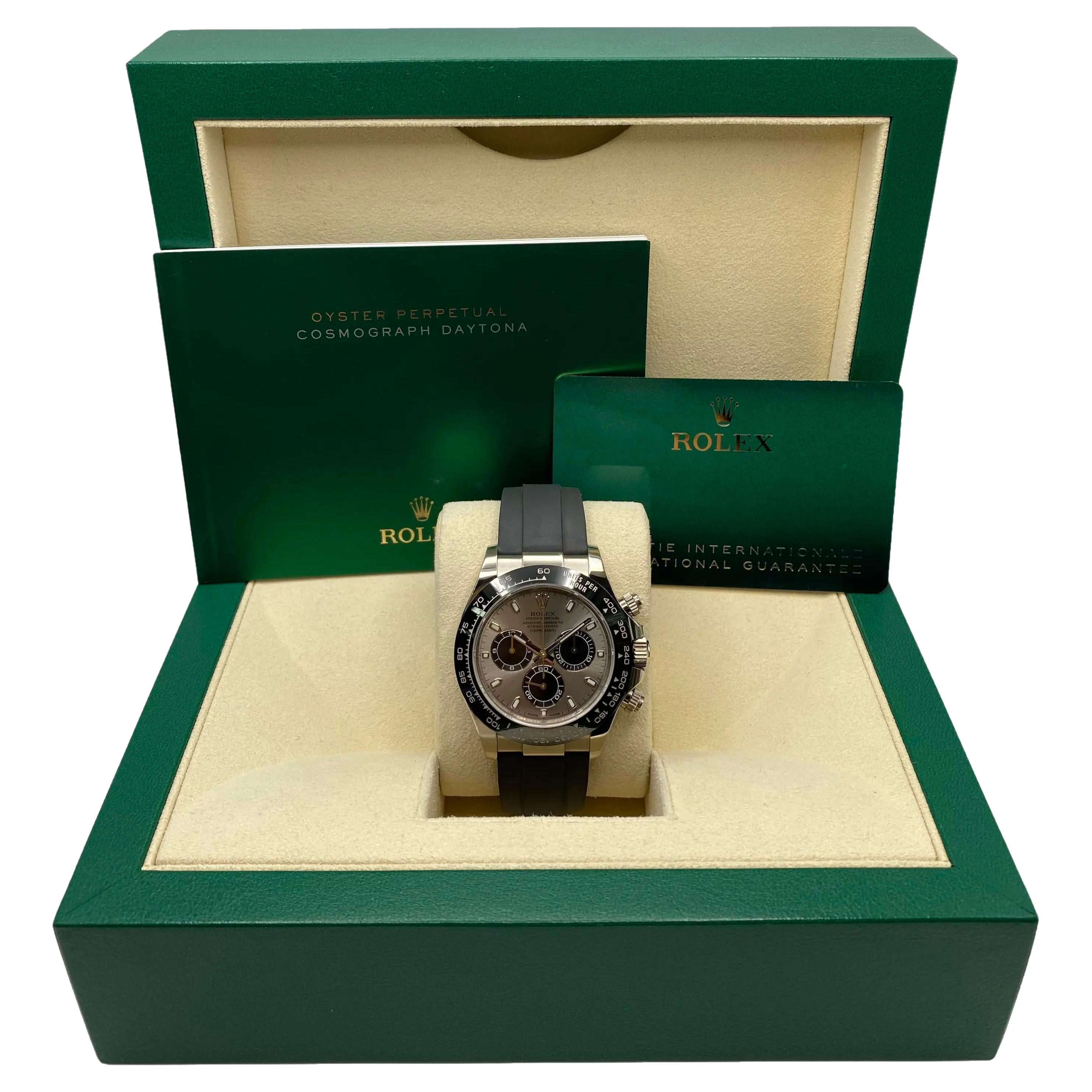 Reloj Rolex Cosmograph Daytona 116519LN de cerámica con esfera de acero en oro blanco B&P en venta