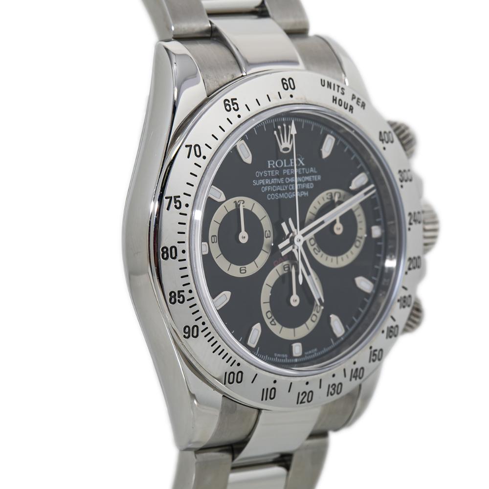 Rolex Cosmograph Daytona 116520 Automatic Black Dial Complete Box/Papers In Good Condition For Sale In Miami, FL