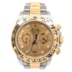 Rolex Cosmograph Daytona 18 Carat Two-Tone Yellow Gold Diamond Dial Oyster Watch